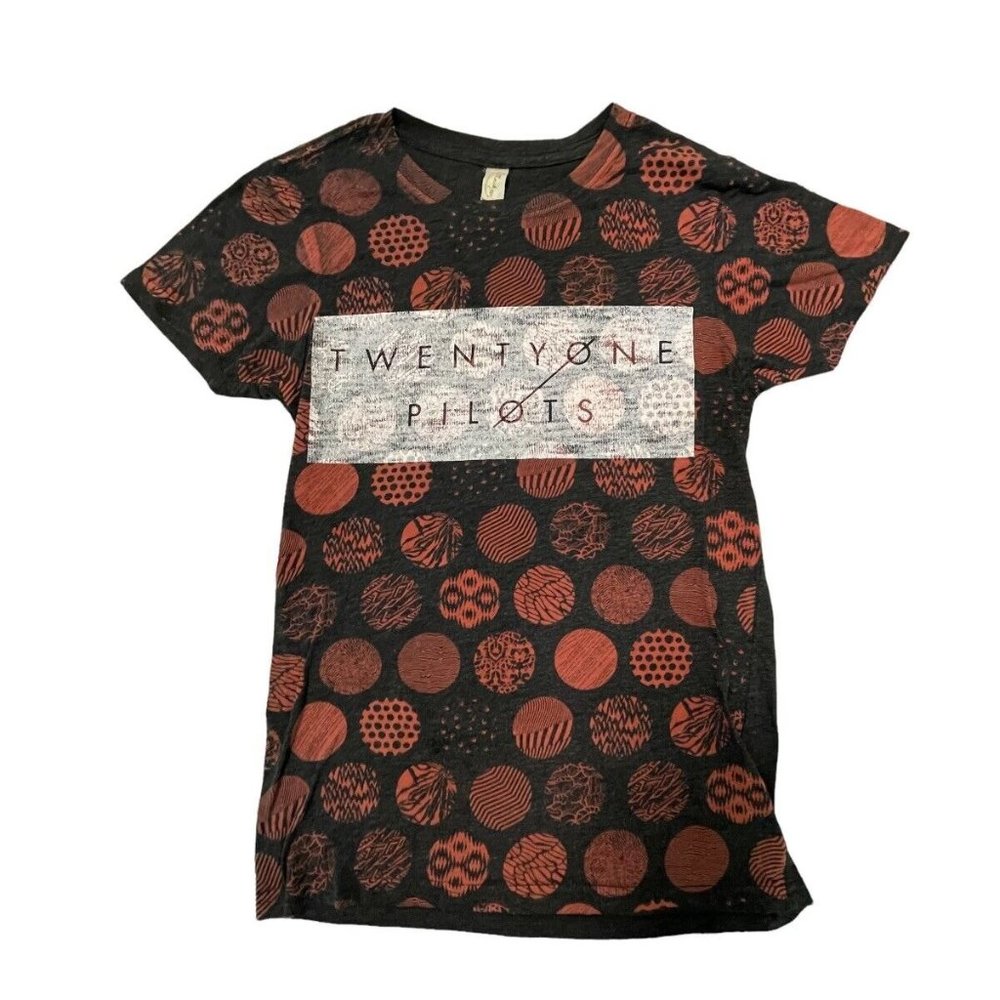 Woman TWENTY ONE PILOTS Rock Me S/s Graphic Logo Gray Orange T-shirt L EUC